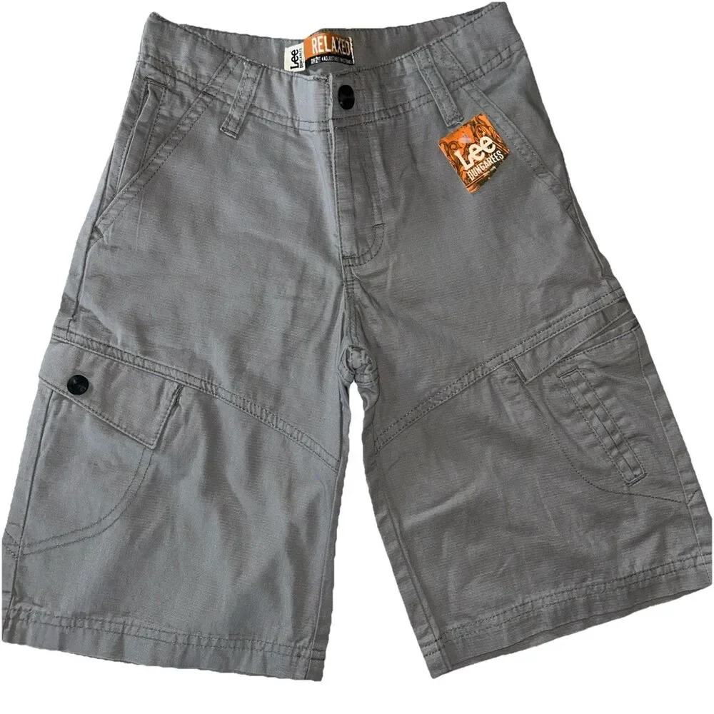 Lee Dungarees Shorts Boys Size 10 Gray Adjustable Waist New
